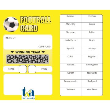 Football Fundraiser Cards 20 Teams - Pack of 25