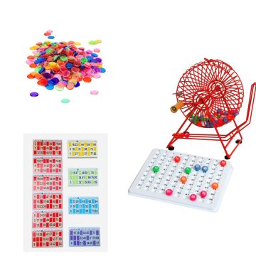 Bingo Cage, Check-tray, Balls, Cards & Chips Machine 6" 