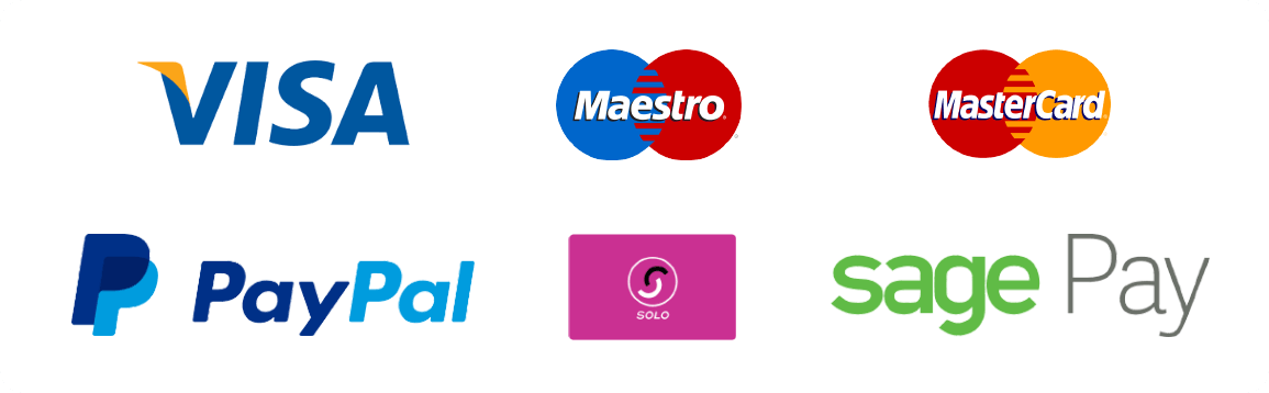 We accept Visa, Mastercard, Maestro, PayPal, Solo - Supported by SagePay